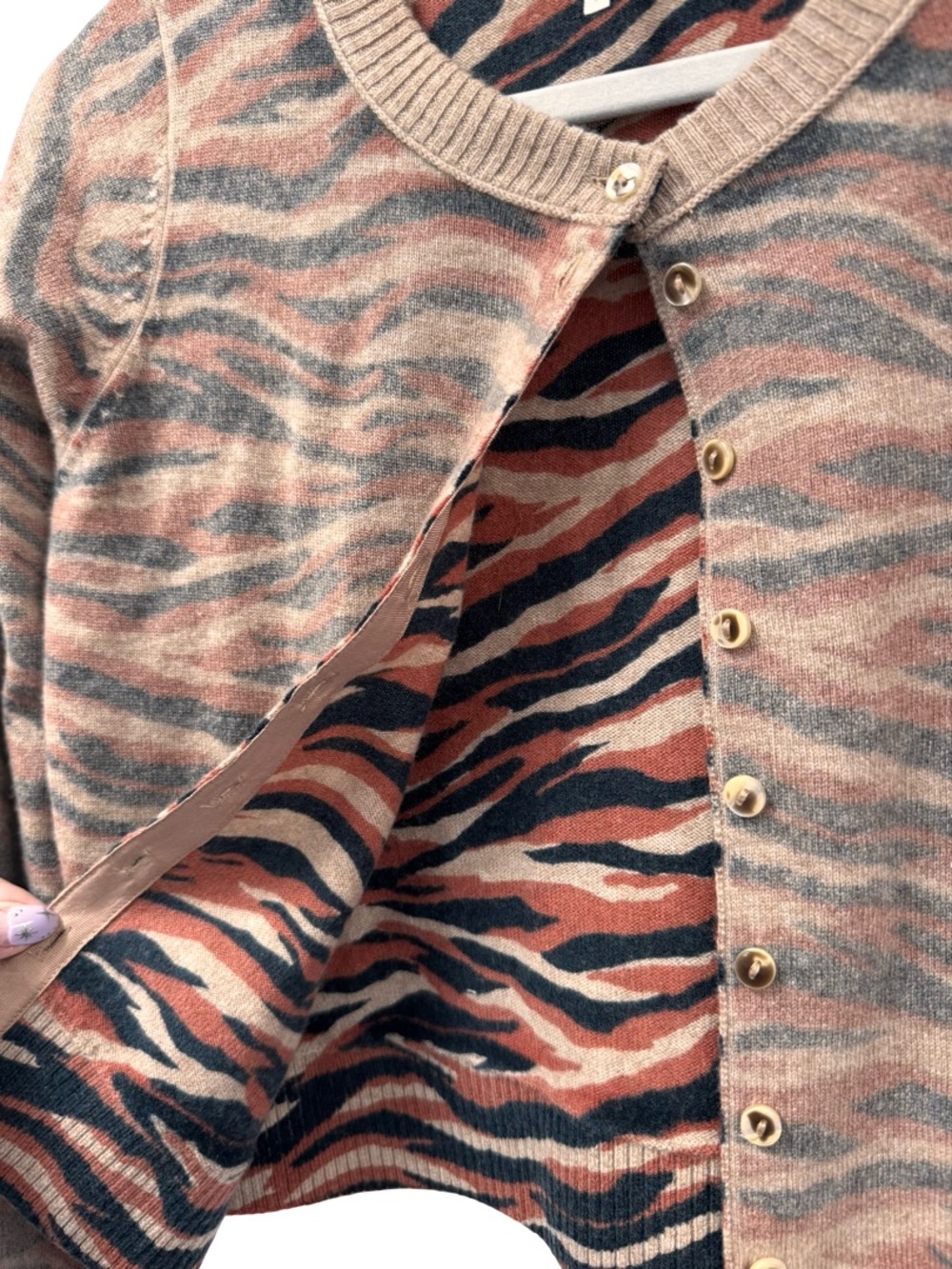 Free People Tiger Stripe Cashmere Blend Knit Cardigan Small - Picture 4 of 7